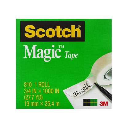 Scotch Magic Tape 19mm x 25M Pack of 4 - Ideal for Home & Office Use