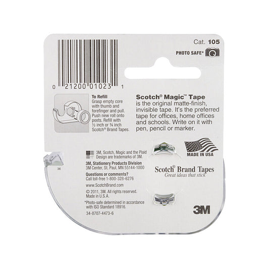 Scotch Magic Tape 105 19mm x 7.62M Box of 12 - Clear Adhesive Tape