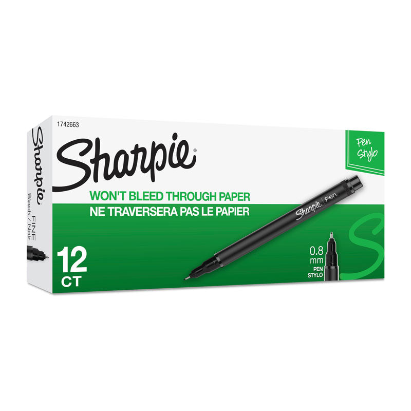 SHARPIE Fineliner Pen Black Box of 12 - Precision Ink for Fine Detailing