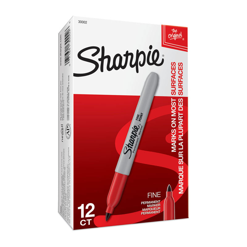 SHARPIE Fine Point Permanent Marker Red - Box of 12 - SuperSaverAU - view 1