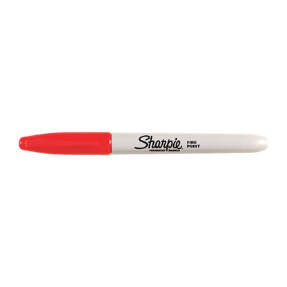 SHARPIE Permanent Marker Fine Point Red, Box of 12 - Vibrant Red Ink