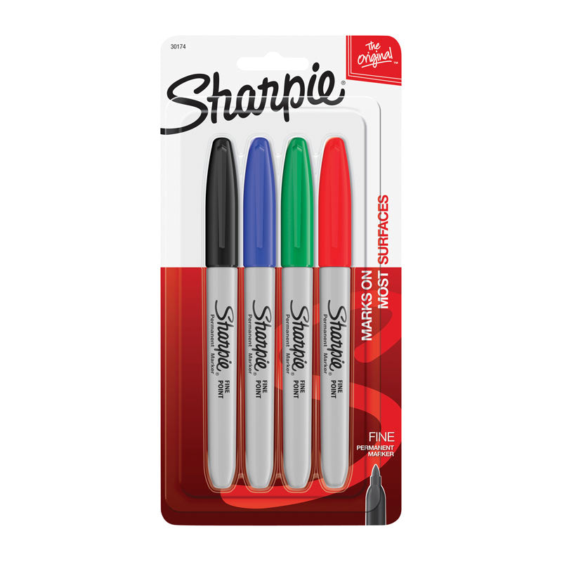 SHARPIE Permanent Marker Fine Point Tip Assorted Pack of 4 Box of 6 - SuperSaverAU - view 1