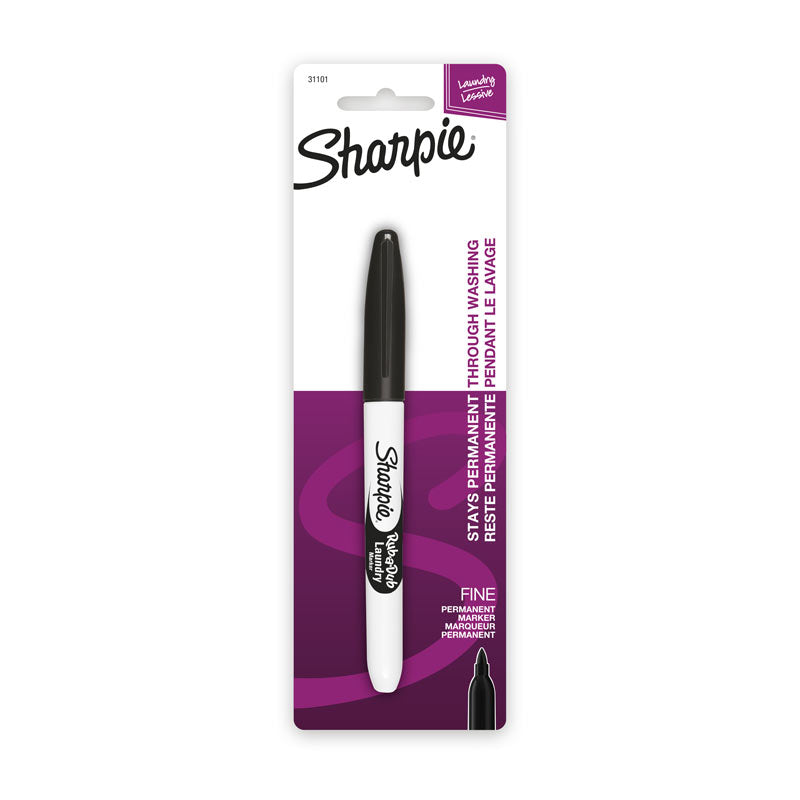 SHARPIE Rub aDub Laundry Marker Black - Box of 6, Permanent Fabric Ink - SuperSaverAU - view 1