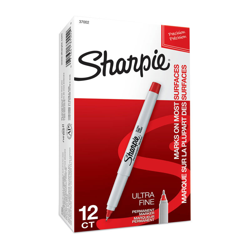 SHARPIE Ultra Fine Point Permanent Marker Red, Box of 12 - SuperSaverAU - view 1