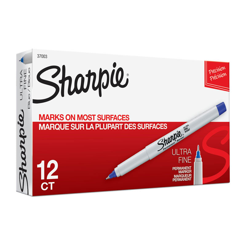 SHARPIE Ultra Fine Point Permanent Marker Blue - Box of 12 - SuperSaverAU - view 1