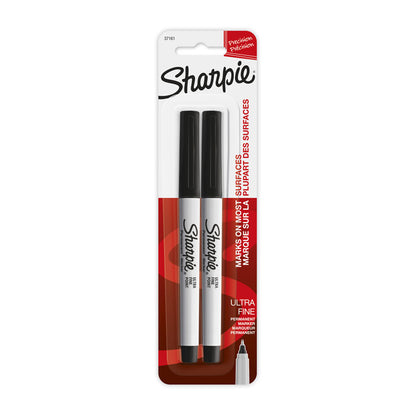SHARPIE Permanent Marker Ultra Fine Point Black Pack of 12 (2 Boxes)