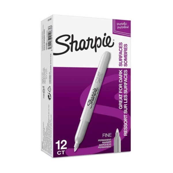 SHARPIE Metallic Fine Point Perm Marker Silver 1.0mm BX12 - Authentic Finish - SuperSaverAU - view 1