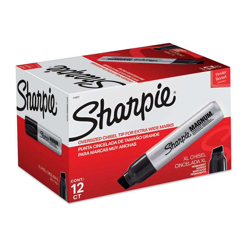 SHARPIE Magnum Permanent Marker Black, Box of 12, Bold Ink for Marking - SuperSaverAU - view 1