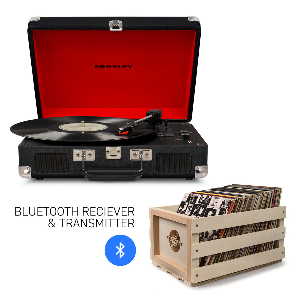 CROSLEY Cruiser Black Bluetooth Turntable with Record Storage Crate - SuperSaverAU - view 5