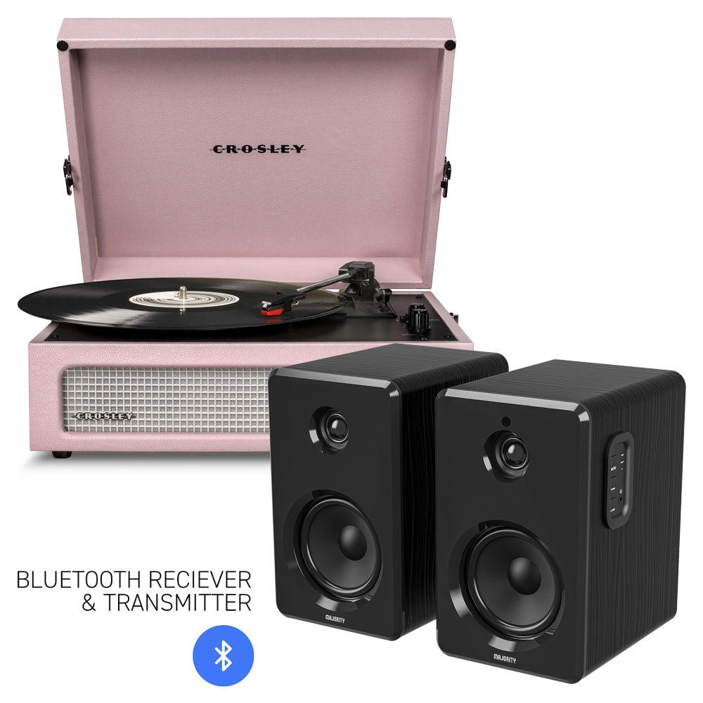 CROSLEY Voyager Bluetooth Portable Turntable with Majority D40 Black Speakers - SuperSaverAU - view 1