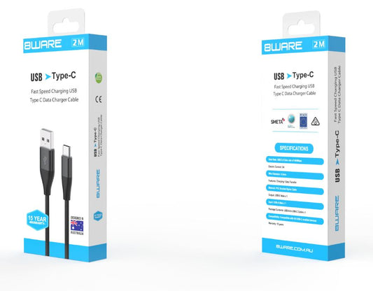 8WARE Samsung Certified Fast Charging USB Type C Data Cable 2m for Samsung Huawei Google LG