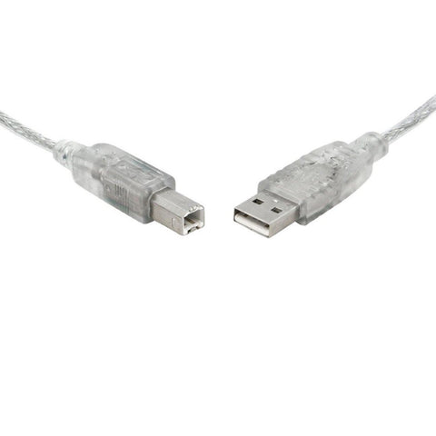 8WARE USB 2.0 Cable 1m A to B Transparent Metal Sheath UL Approved - SuperSaverAU - view 1