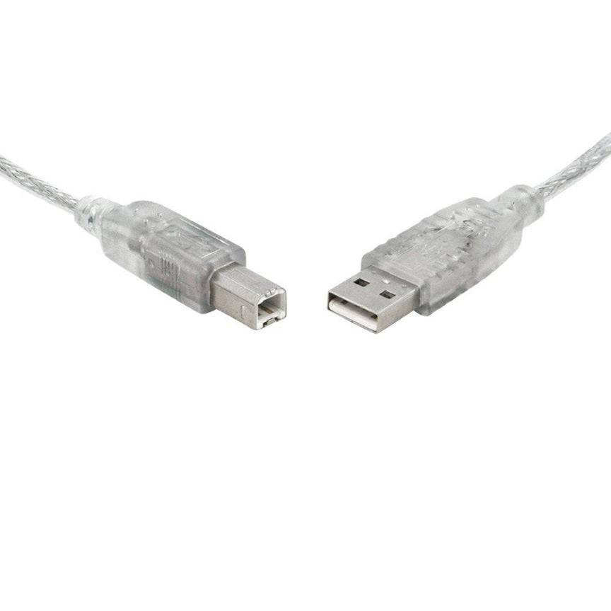 8WARE Printer Cable USB 2.0 Cable 2m A to B Transparent Metal Sheath UL Approved - SuperSaverAU - view 1