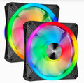 CORSAIR QL140 RGB Dual Fan Kit with Lighting Node Core, ICUE, Anti Vibration, Low-Noise 140 mm Fan Blade, RGB LED PWM Fan 26dBA, 502 CFM, 2 Fan Pack - SuperSaverAU - view 1