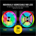 CORSAIR QL140 RGB Dual Fan Kit with Lighting Node Core, ICUE, Anti Vibration, Low-Noise 140 mm Fan Blade, RGB LED PWM Fan 26dBA, 502 CFM, 2 Fan Pack - SuperSaverAU - view 2