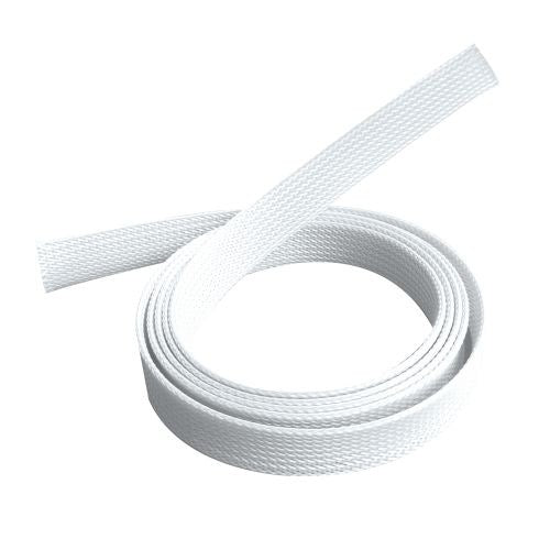 BRATECK Braided Cable Organizer 1000x40mm, Polyester, Flame-Resistant, White