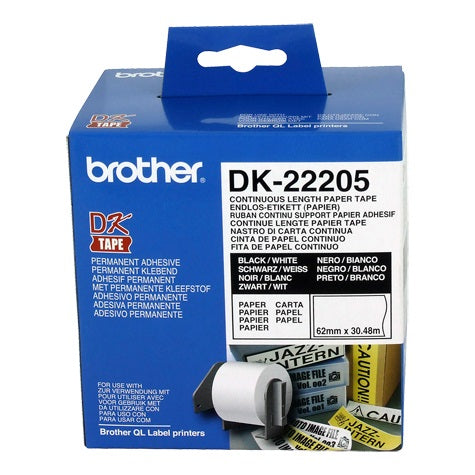 BROTHER Continuous Length Paper Tape 62mm - Easy Installation, 30.48m