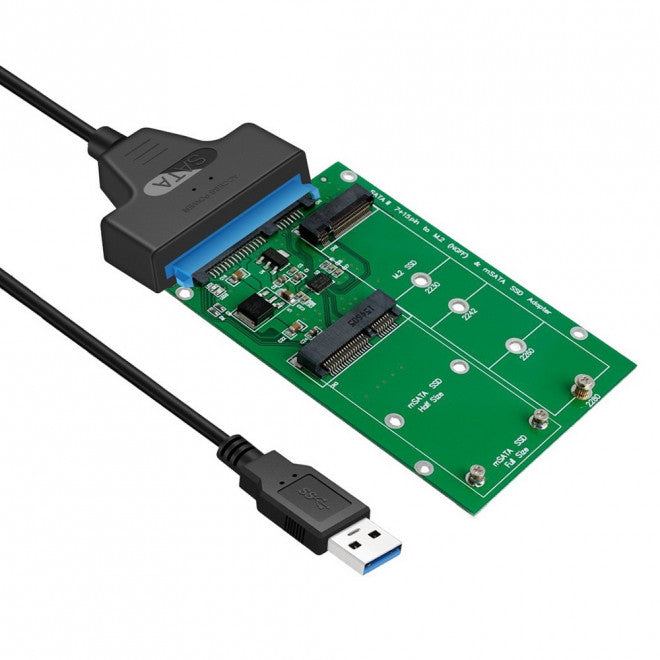 SIMPLECOM SA221 USB 3.0 to mSATA + NGFF M.2 (B Key) SSD 2 in 1 Combo Adapter - SuperSaverAU - view 1