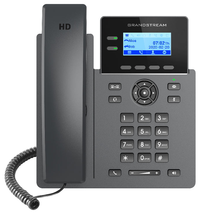 Grandstream 2-Line IP Phone GRP2602P with 4 SIP Accounts, 132x48 Backlit Screen, HD Audio, PoE