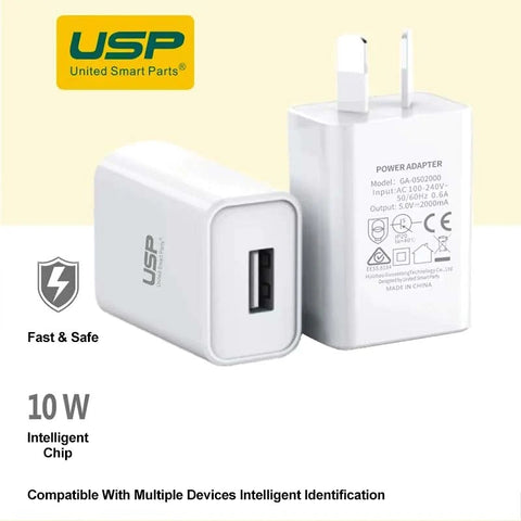 USP 10W USB-A Wall Charger Adapter - (6972475750435), Intelligent Chip, Fast and Safe Charger - SuperSaverAU - view 1
