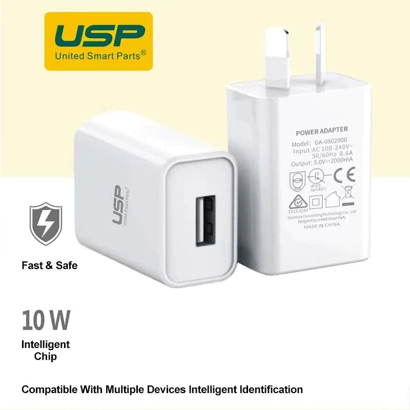 USP 10W USB-A Wall Charger Adapter - (6972475750435), Intelligent Chip, Fast and Safe Charger - SuperSaverAU - view 1