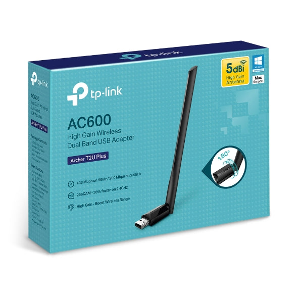 TP-LINK Archer T2U Plus AC600 High Gain Wireless Dual Band USB Adapter - SuperSaverAU - view 1