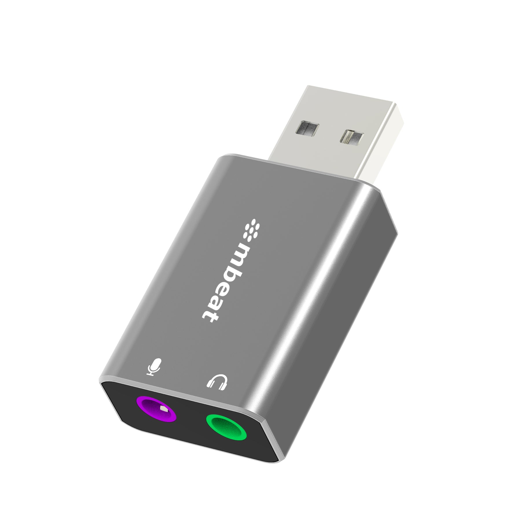 MBEAT Elite USB to 3.5mm Audio and Microphone Adapter - Add Headphone Audio Jack to USB-A Computers, Laptops, Notebooks - Space Grey - SuperSaverAU - view 1