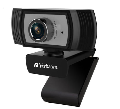 Verbatim 1080p Full HD Webcam Black Silver 2.0MP CMOS Sensor USB Plug & Play Low Light Correction