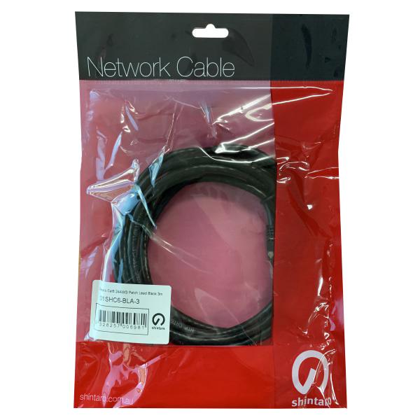 Shintaro Cat6 24 AWG Patch Lead Black 15m - SuperSaverAU - view 1