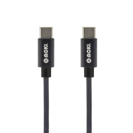 MOKI Braided Type-C to Type-C SynCharge Cable - 90cm/3ft - Black
