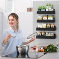 Premium Magnetic Fridge Spice Rack Set - Black, 4 Pack