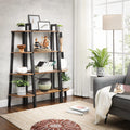 Rustic Brown and Black Metal Frame 4-Tier Bookshelf - SuperSaverAU - view 4