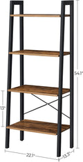Rustic Brown and Black Metal Frame 4-Tier Bookshelf - SuperSaverAU - view 5
