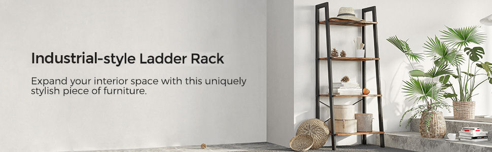 Rustic Brown and Black Metal Frame 4-Tier Bookshelf - SuperSaverAU - view 9