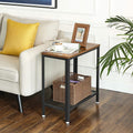 Industrial Side Table 2-Tier with Mesh Shelf and Metal Frame - Rustic Brown - SuperSaverAU - view 4