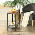 Industrial Side Table 2-Tier with Mesh Shelf and Metal Frame - Rustic Brown - SuperSaverAU - view 5