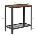 Industrial Side Table 2-Tier with Mesh Shelf and Metal Frame - Rustic Brown - SuperSaverAU - view 6