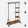 Clothing Garment Rack on Wheels, 5-Tier, Industrial Pipe Style, Rustic Brown, 103.4x39.9x174.5 cm - SuperSaverAU - view 1
