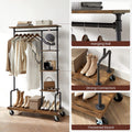 Clothing Garment Rack on Wheels, 5-Tier, Industrial Pipe Style, Rustic Brown, 103.4x39.9x174.5 cm - SuperSaverAU - view 2