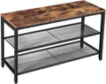 Rustic Brown and Black Shoe Rack with 2 Mesh Shelves - SuperSaverAU - view 1