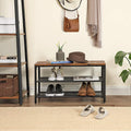 Rustic Brown and Black Shoe Rack with 2 Mesh Shelves - SuperSaverAU - view 3