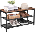 Rustic Brown and Black Shoe Rack with 2 Mesh Shelves - SuperSaverAU - view 4