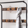 Premium Vintage Coat Rack Shoe Bench Wood Look Hall Tree with 9 Hooks