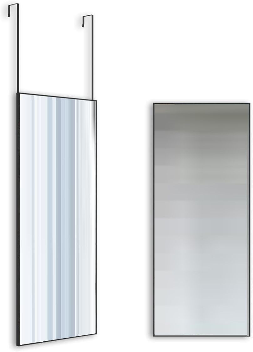 Full Length Mirror Standing for Bedroom & Bathroom, 106 x 35 cm, Black, Adjustable Hanger - SuperSaverAU - view 1