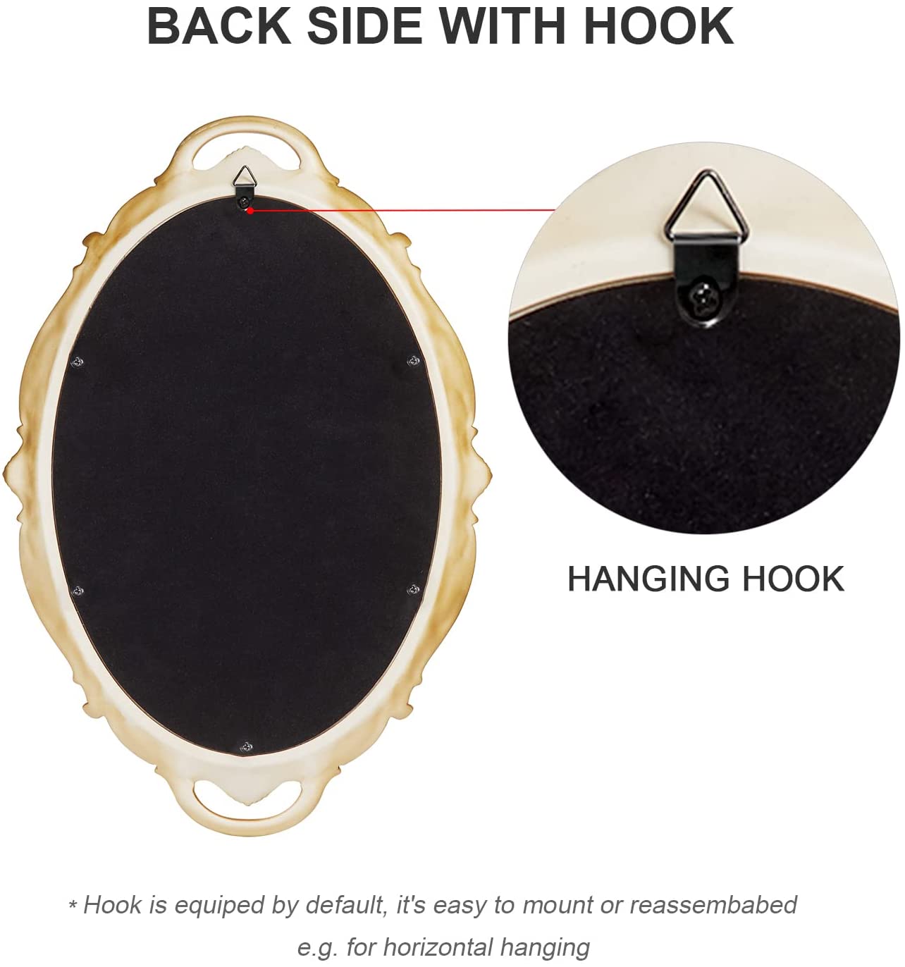 Oval Antique Gold Vintage Decorative Wall Mirror 25 x 38 cm - Lightweight & Easy to Hang