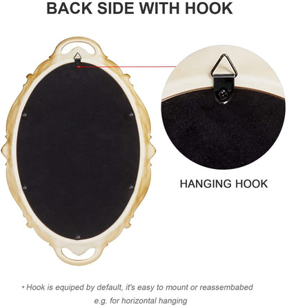 Oval Antique Gold Vintage Decorative Wall Mirror 25 x 38 cm - Lightweight & Easy to Hang