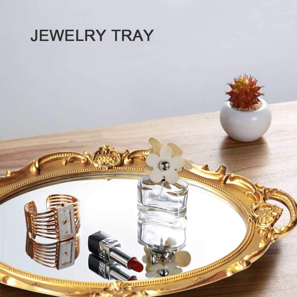 Oval Antique Gold Vintage Decorative Wall Mirror 25 x 38 cm - Lightweight & Easy to Hang