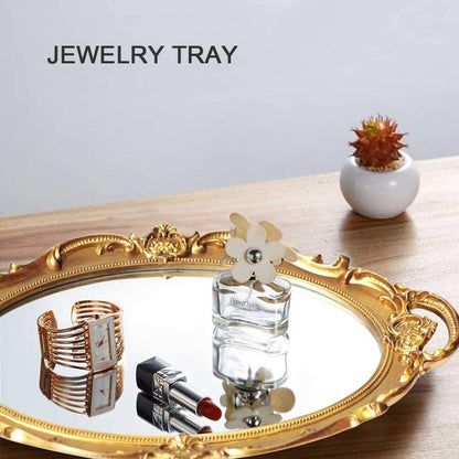 Oval Antique Gold Vintage Decorative Wall Mirror 25 x 38 cm - Lightweight & Easy to Hang