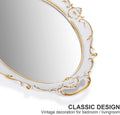 Oval Antique White Vintage Carved Wall Mirror 25 x 38 cm - Lightweight, Easy to Hang - SuperSaverAU - view 1