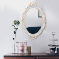 Oval Antique White Vintage Carved Wall Mirror 25 x 38 cm - Lightweight, Easy to Hang - SuperSaverAU - view 3